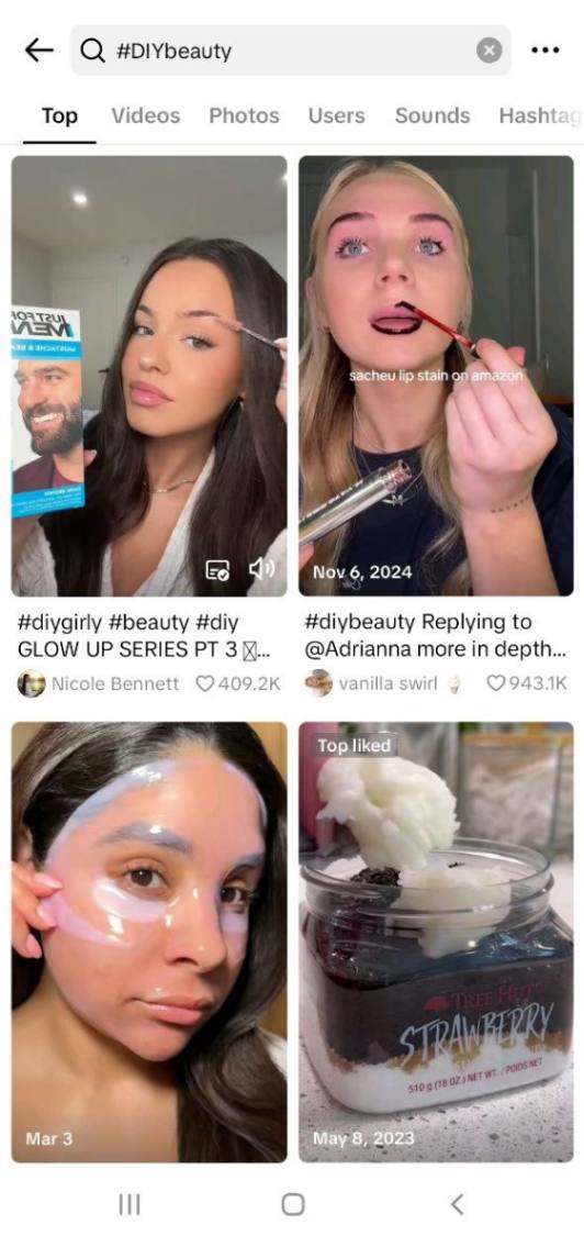 search hashtags on TikTok