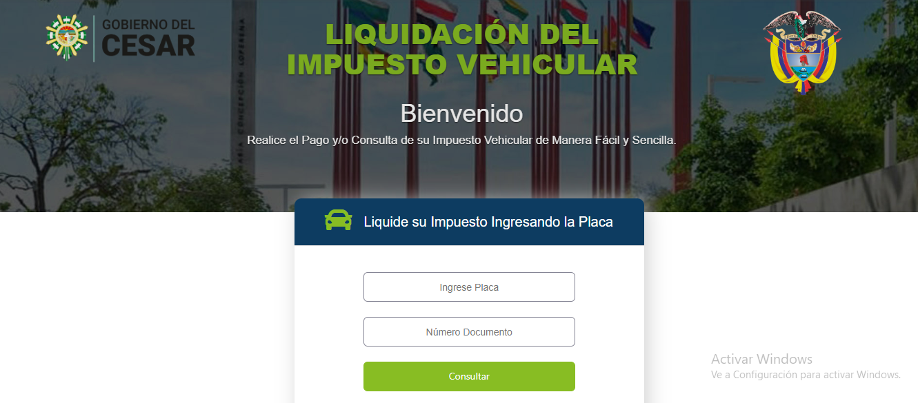 Plataforma para consultar el pago de impuesto vehicular en Cesar 2025.