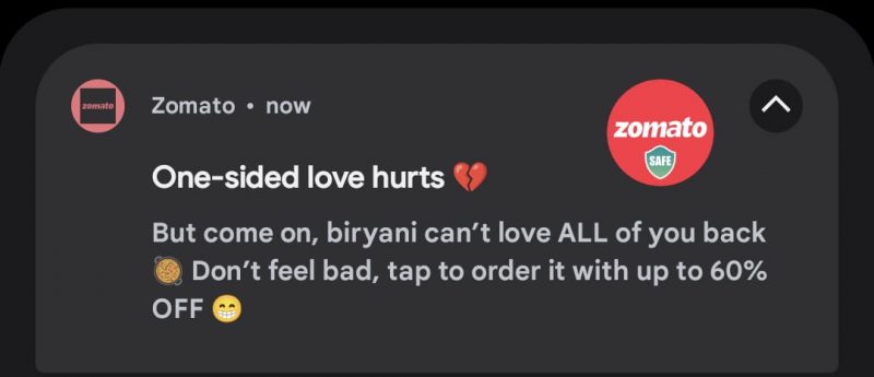 Transforming the marketing landscape with generative AI - Zomato's funny notifications food example
