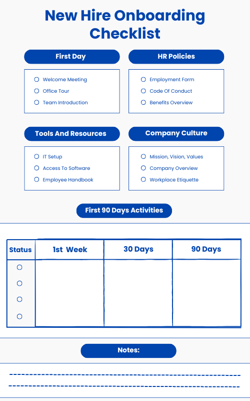 General New Hire Onboarding Template