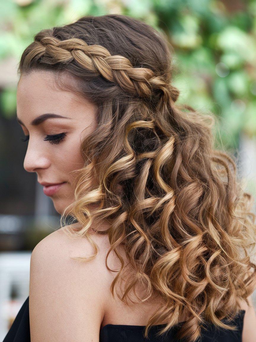 21. Face-Framing Braids with Loose Curls