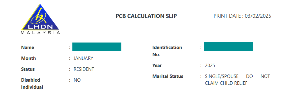 Screencap of PCB Calculation Slip