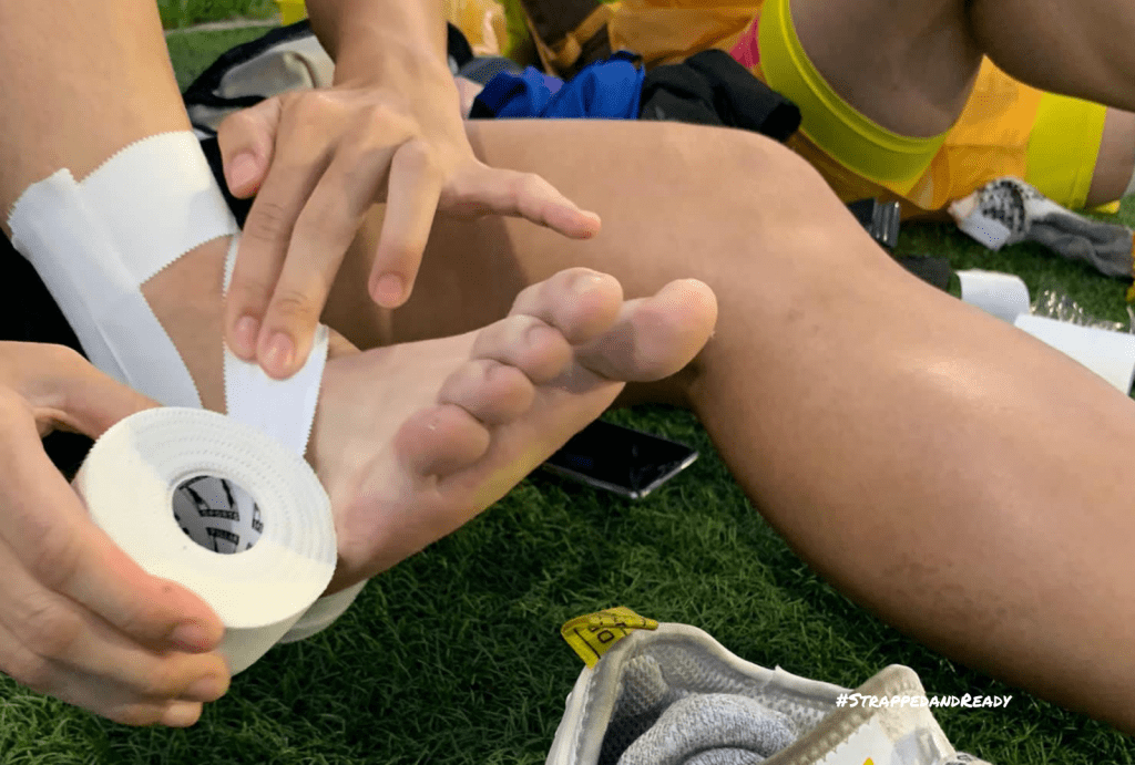 Ankle taping technique using rigid tape