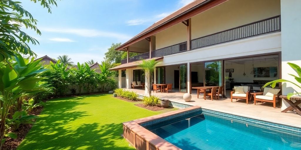 Luxurious Phuket villa with garden and pool.