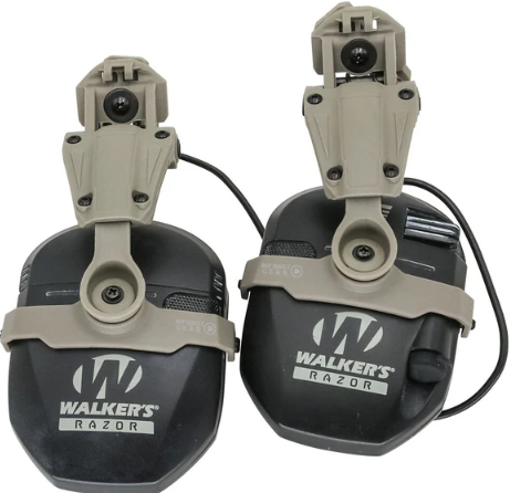 Walker’s Razor electronic ear protection with tactical helmet mounts for integrated gear compatibility