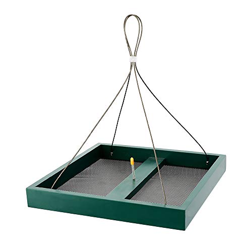 Solution4Patio Garden Platform Wild Bird Feeder for Outside, Large Hanging Mesh Tray Chipmunks/Squirrel Feeder, Maximum Bird Viewing, Large Capacity, Easy to Clean & Refill, B116A00