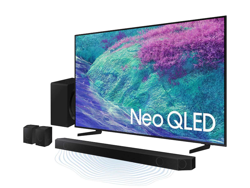 Samsung 75″ Neo QLED QN1EF 4K TV bundled with the premium Q990D soundbar.