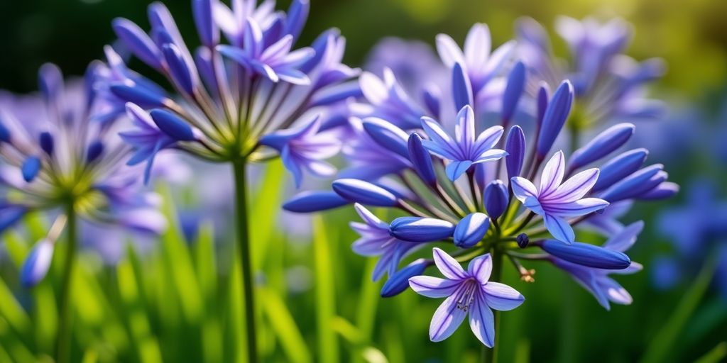 Flores de agapanto em um lindo jardim.