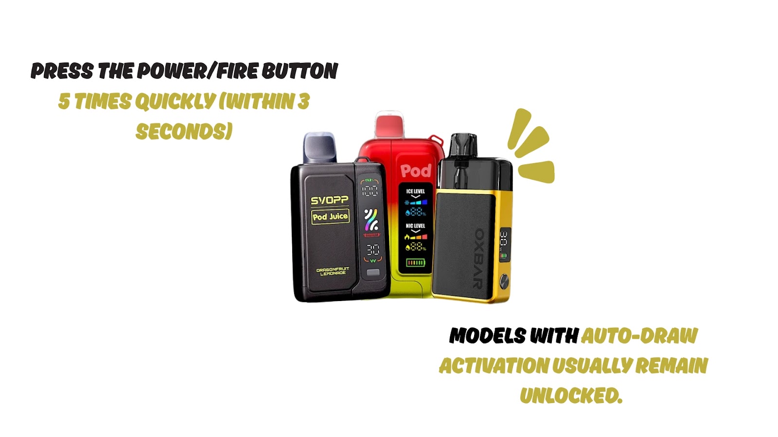 Process to unlock the vape