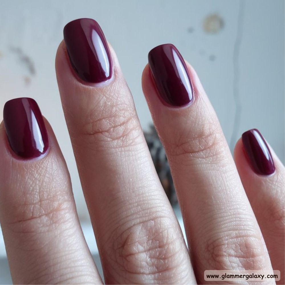 Dark Fall Nails having Burgundy Elegance
