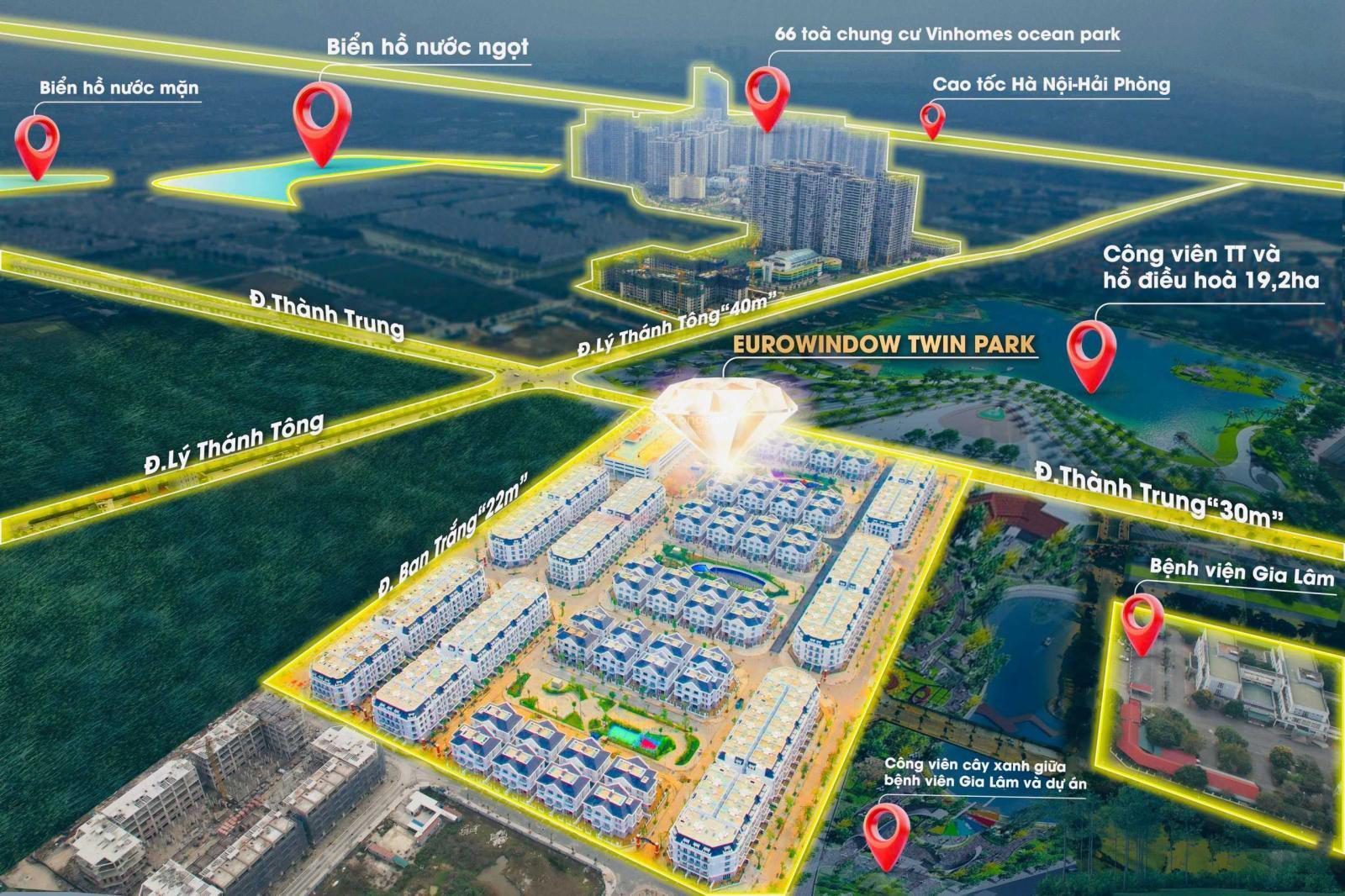 Đường đến khu đô thị Eurowindow Twin Parks Gia Lâm