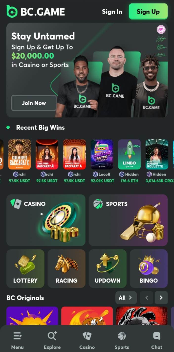 BC Game App Mobile Experience