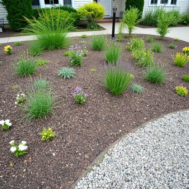 Native Plant Bed with Mulch