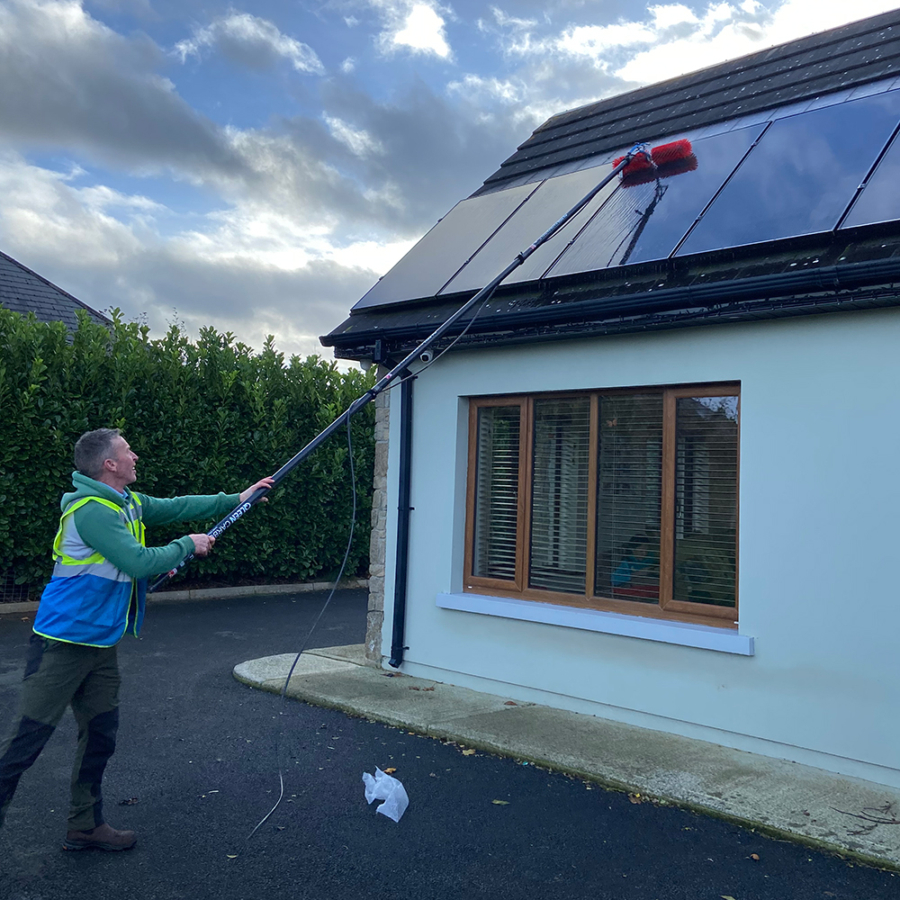 telescopic cleaning of solar panels 