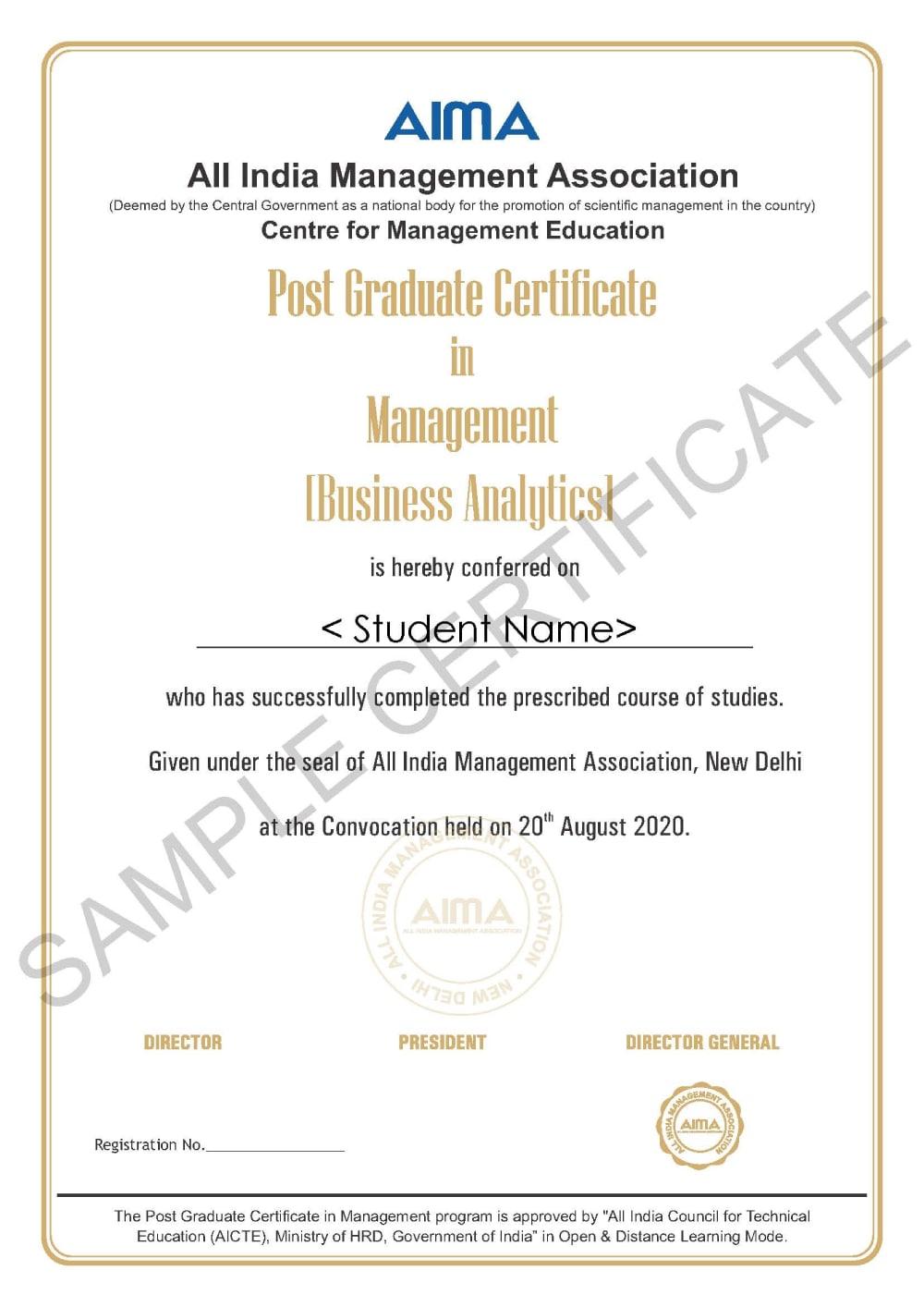 A certificate of a post graduate Description automatically generated