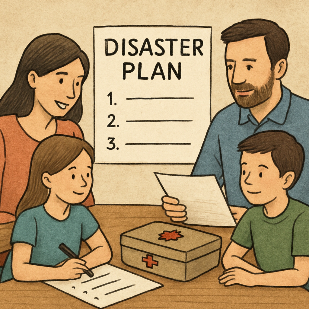Family creating a disaster plan