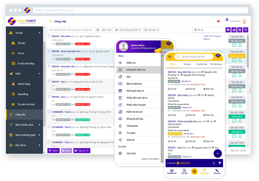 Phân hệ quản lý công việc bảo trì trên SpeedMaint CMMS (ảnh: SpeedMaint)