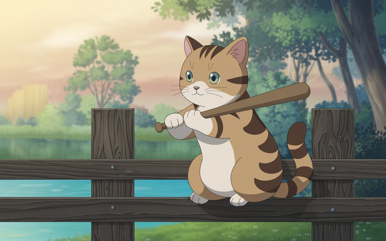 Cat Holding Bat Anime PFP