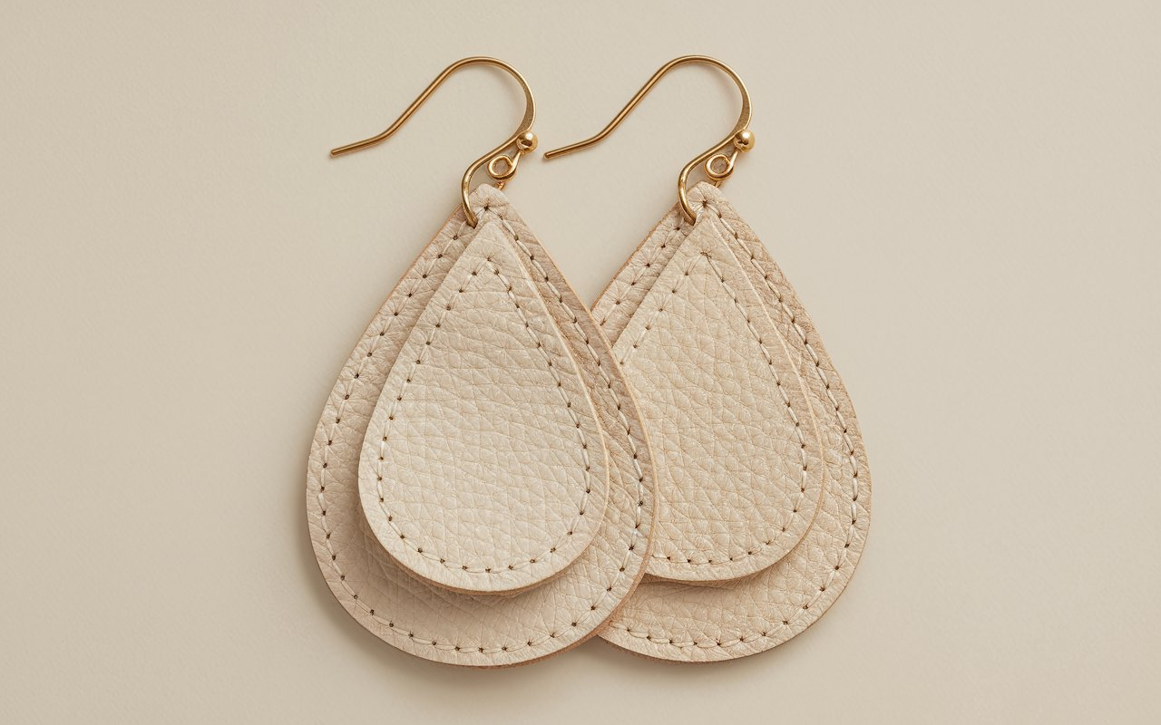 Nichel and Suede Soft Sand Sloanes Leather Earrings