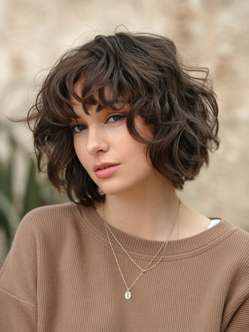 24. Textured Curly Bob Cut