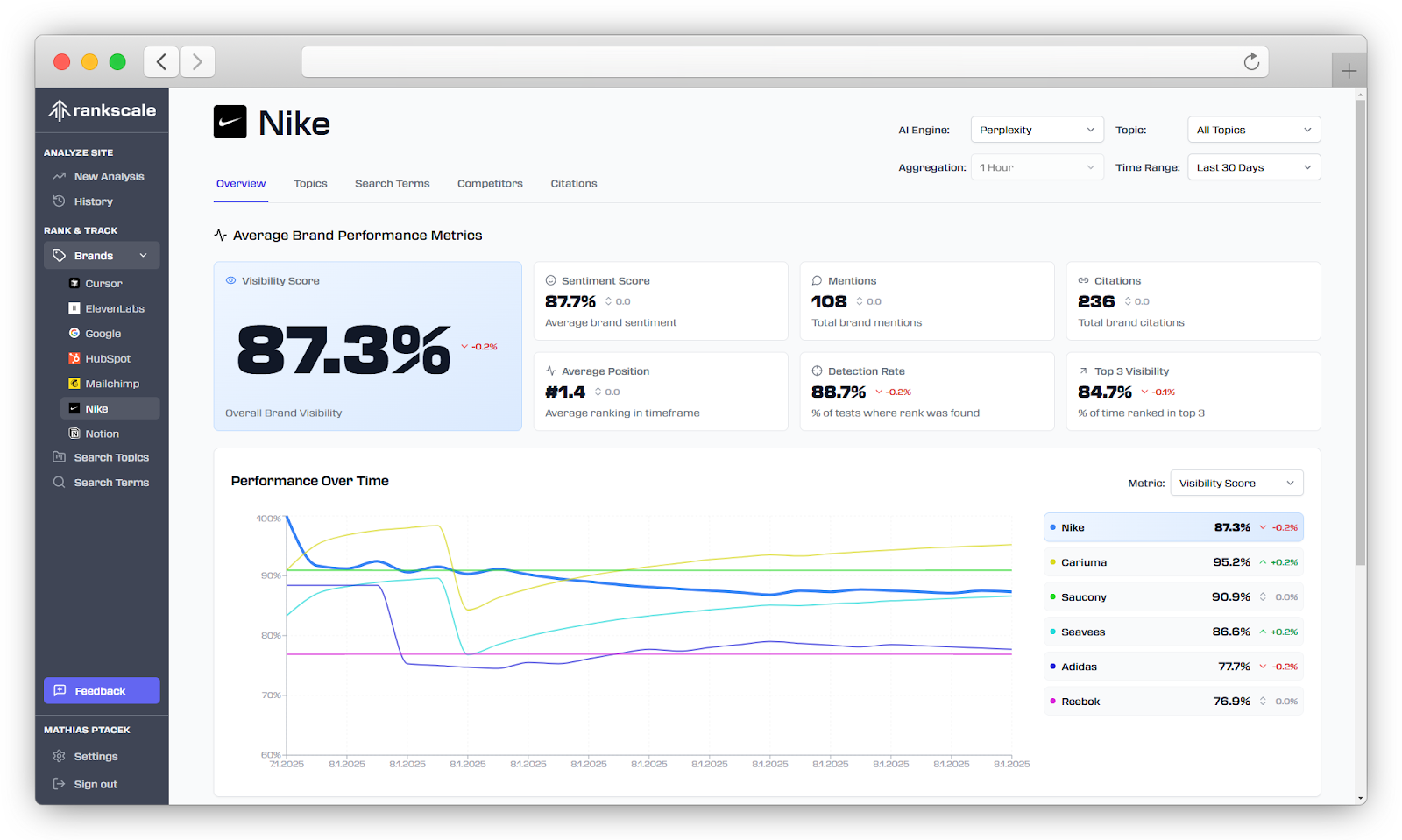 Rakscale.ai review - dashboard