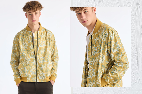 Yellow Digital Printed Bomber Jacket