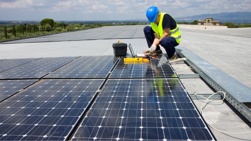 solar panels on flat floor