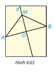 BÀI 16. TAM GIÁC CÂN, ĐƯỜNG TRUNG TRỰC CỦA ĐOẠN THẲNG1. TAM GIÁC CÂN VÀ TÍNH CHẤTBài 1: Hãy nêu tên tất cả các tam giác cân trong Hình 4.59. Với mỗi tam cân đó, hãy nêu tên cạnh bên, cạnh đáy, góc ở đỉnh, góc ở đáy của chúng.Đáp án chuẩn: Bài 2: Quan sát tam giác ABC cân tại A như Hình 4.60. Lấy D là trung điểm của đoạn thẳng BC.a) Chứng minh rằng: ΔABD = ΔACD theo trường hợp cạnh - cạnh - cạnh.b) Hai góc B và C của tam giác ABC có bằng nhau không?Đáp án chuẩn: a) ΔABD=ΔACD (c.c.c) b) Bài 3: Cho tam giác MNP có góc M = góc N. Vẽ tia phân giác PK của tam giác MNP (K thuộc MN)Đáp án chuẩn: Bài 4: Tính số đo các góc và các cạnh chưa biết của tam giác DEF trong Hình 4.62.Đáp án chuẩn: DE = DF = 4cm.Bài 5: Một tam giác có gì đặc biệt nếu thoả mãn một trong các điều kiện sau:a) Tam giác có ba góc bằng nhau?b) Tam giác cân có một góc bằng 60°?Đáp án chuẩn: a) Tam giác đều.b) Tam giác đều.2. ĐƯỜNG TRUNG TRỰC CỦA MỘT ĐOẠN THẲNGBài 1: Đánh dấu hai điểm A và B nằm trên hai mép tờ giấy A4, nối A và B để được đoạn thẳng AB.Gấp mảnh giấy lại như Hình 4.63 sao cho vị trí các điểm A và B trùng nhau. Mở mảnh giấy ra, kẻ một đường thẳng d theo nếp gấp.a) Gọi O là giao điểm của đường thẳng d và AB. O có là trung điểm của đoạn thẳng AB không?b) Dùng thước đo góc, kiểm tra đường thẳng d có vuông góc với AB không?Đáp án chuẩn: a) Cób) CóBài 2: Trong Hình 4.64, bạn Lan vẽ đường trung trực của các đoạn thẳng. Theo em, hình nào Lan vẽ đúng?Đáp án chuẩn: a) Đúng.b) Saic) Sai.Bài 3: Trên mảnh giấy trong HĐ3, lấy điểm M bất kì trên đường thẳng d. Dùng thước thẳng có vạch chia kiểm tra xem AM có bằng BM không (H.4.65).Đáp án chuẩn: AM = BM.Bài 4: Cho M là một điểm nằm trên đường trung trực của đoạn thẳng AB. Biết AM = 3 cm và Góc MAB = 60° (H.4.67). Tính BM và số đo góc MBA.Đáp án chuẩn: MB = 3 cm.MAB=60oBÀI TẬP CUỐI SGK