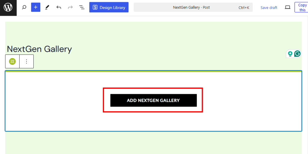 Add NextGen Gallery