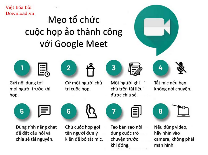 Một số lưu ý khi họp trực tuyến trên ứng dụng Google Meet