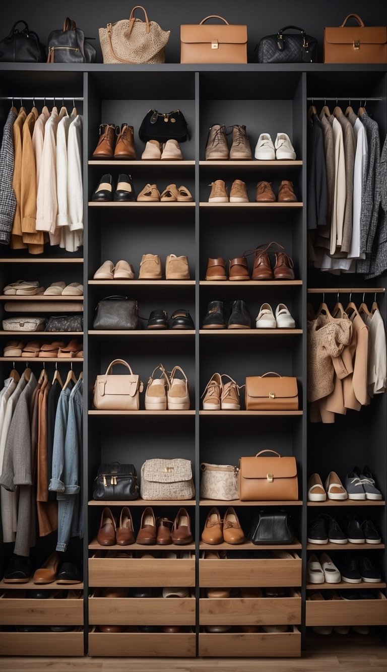 A neatly organized shared wardrobe with 25 compartments for couples