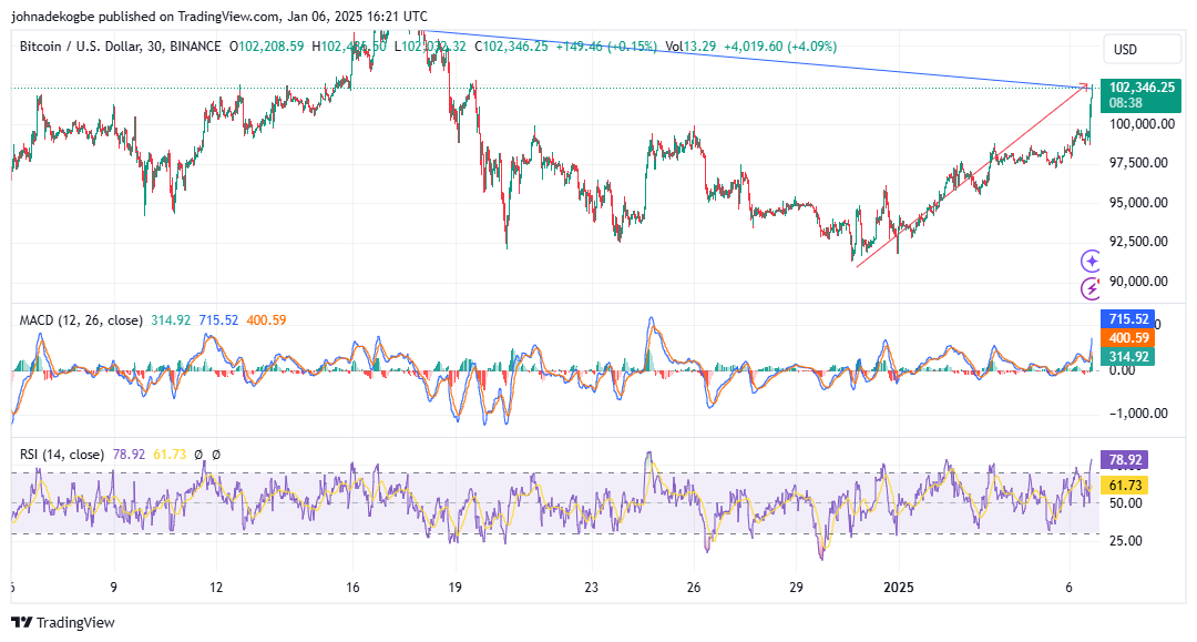 Monthly Bitcoin Trading Chart with RSI & MACD
