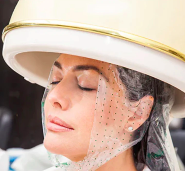 Client receiving head spa treatment