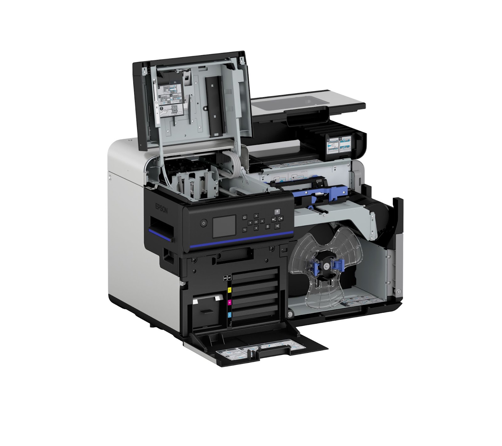 Internal components of the Epson ColorWorks CW-C8000 label printer
