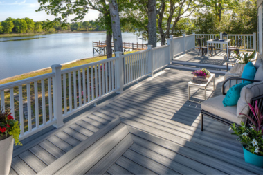 reasons to build a composite deck for your lake home trex outdoor living space with lakeview and pier custom built michigan