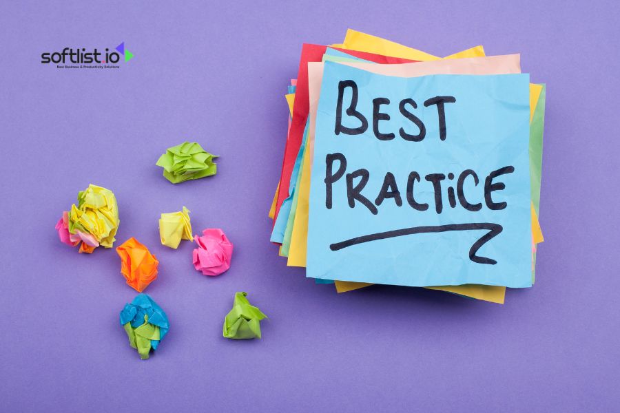 Colorful sticky notes with "Best Practice" written on one.