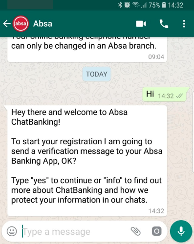 Absa Bank, South Africa created ChatBanking for hassle-free banking on WhatsApp