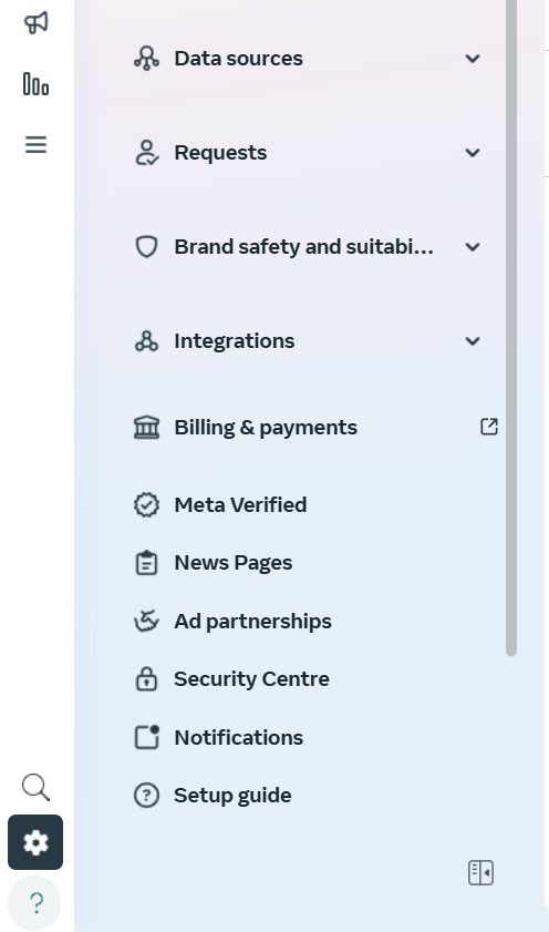 Selecting "Billing & payments" menu on Facebook Business Manager