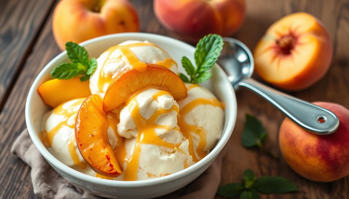 no-churn peach ice cream