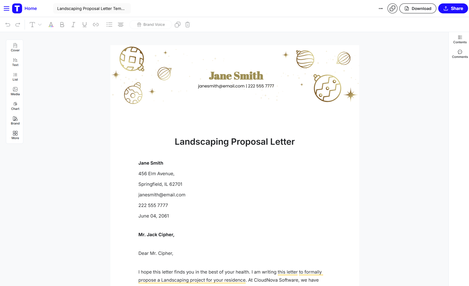 Landscaping Proposal Letter Proposal Template by Template.Net