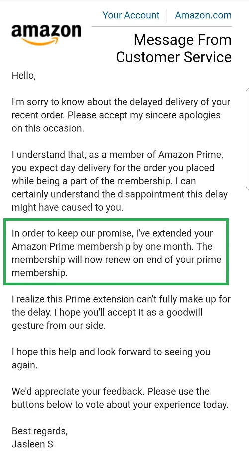 How Amazon sends their customer service emails