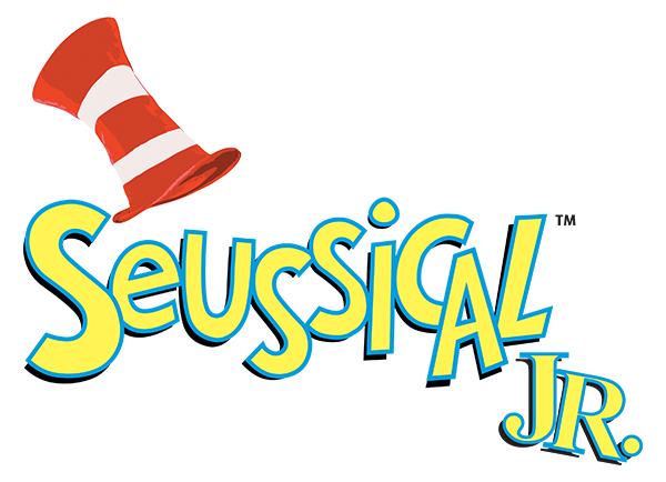 Seussical Jr logo with red and white striped hat