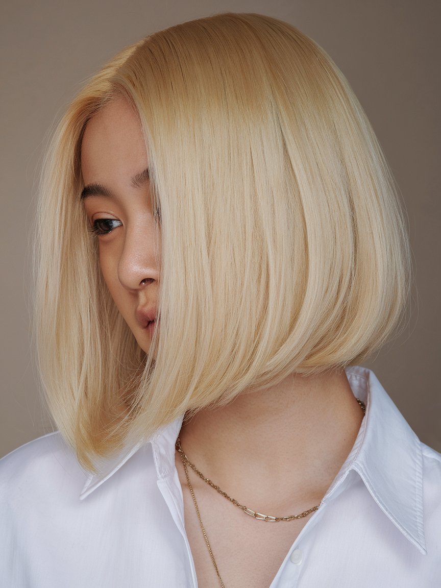 1. Straight Angled Wheat Blonde Bob