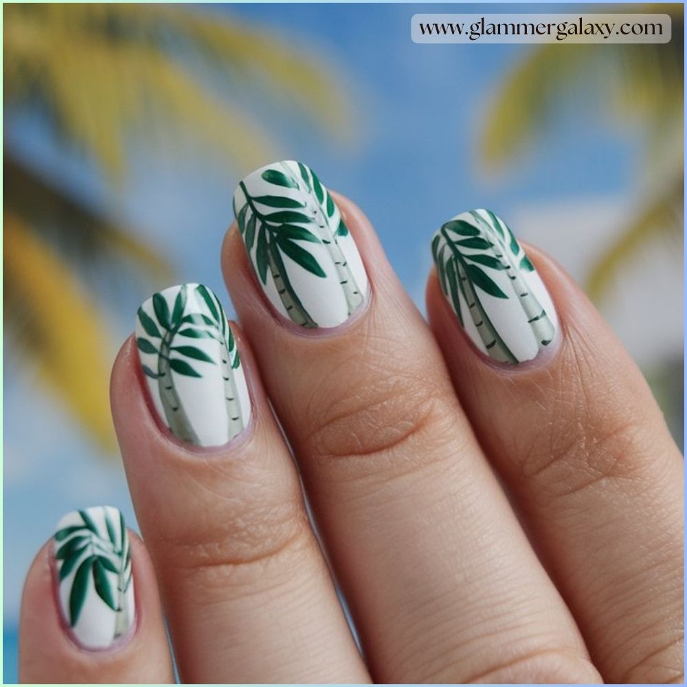 Hot summer nails having Palm leaf patterns: 