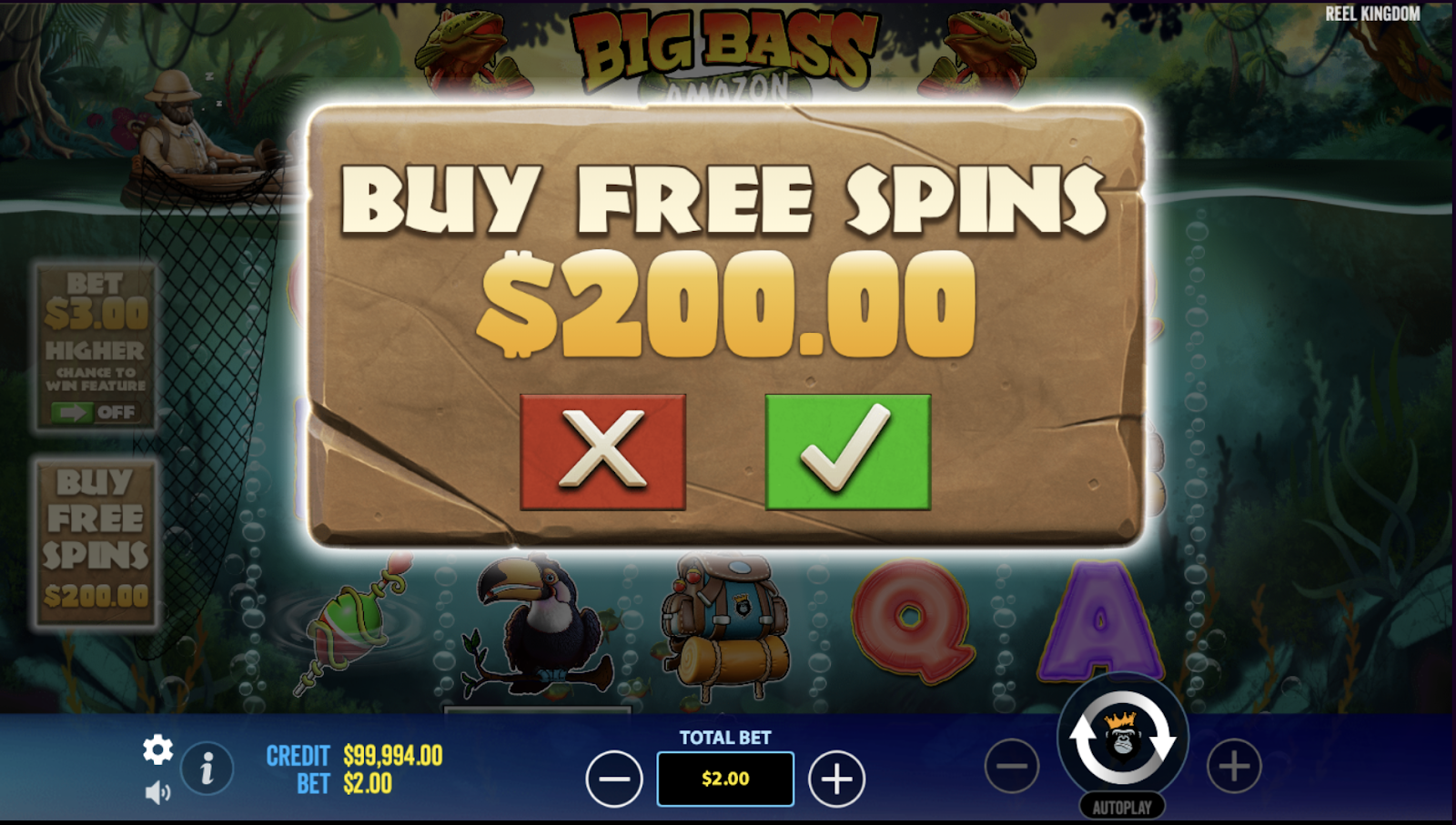 Buy free spins option on Big Bass Amazon