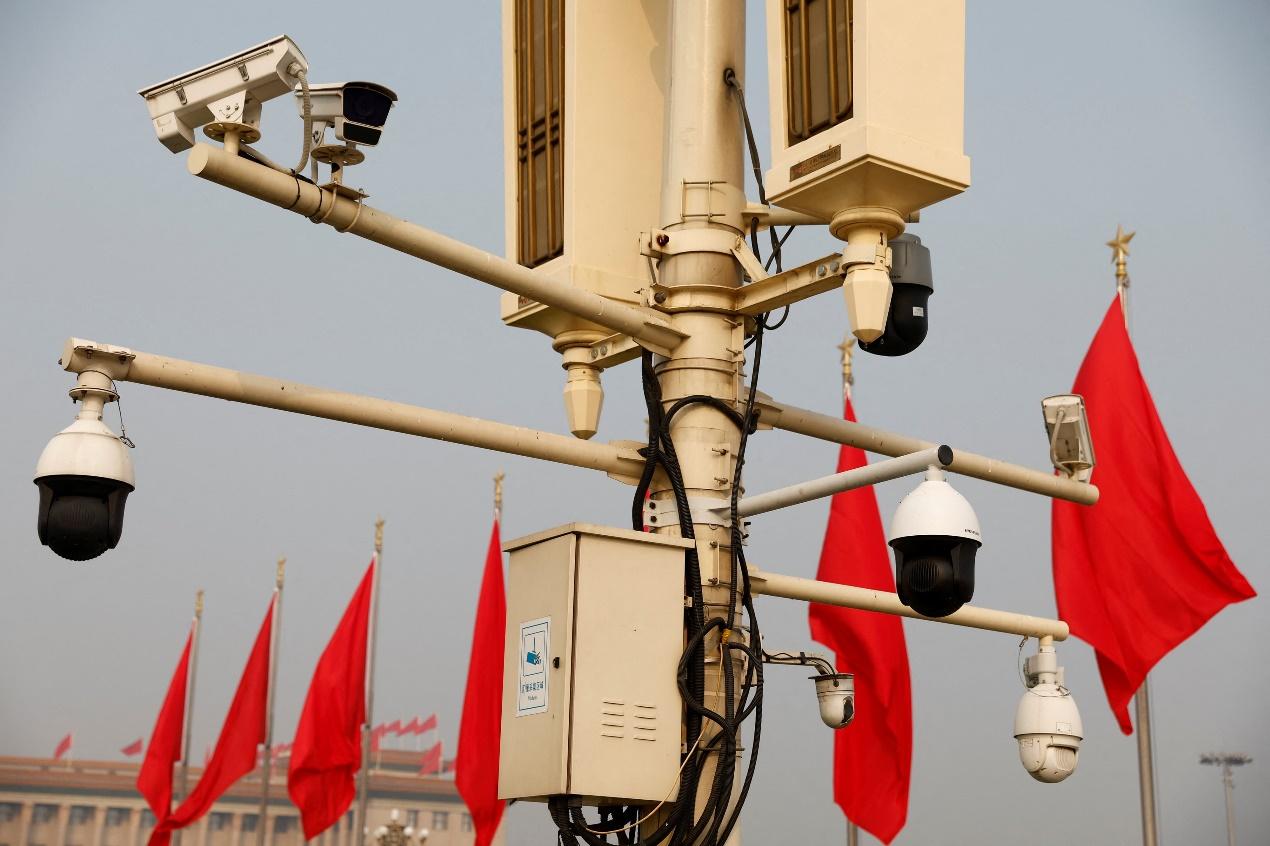 CCTV cameras overlook Tiananmen Square in Beijing