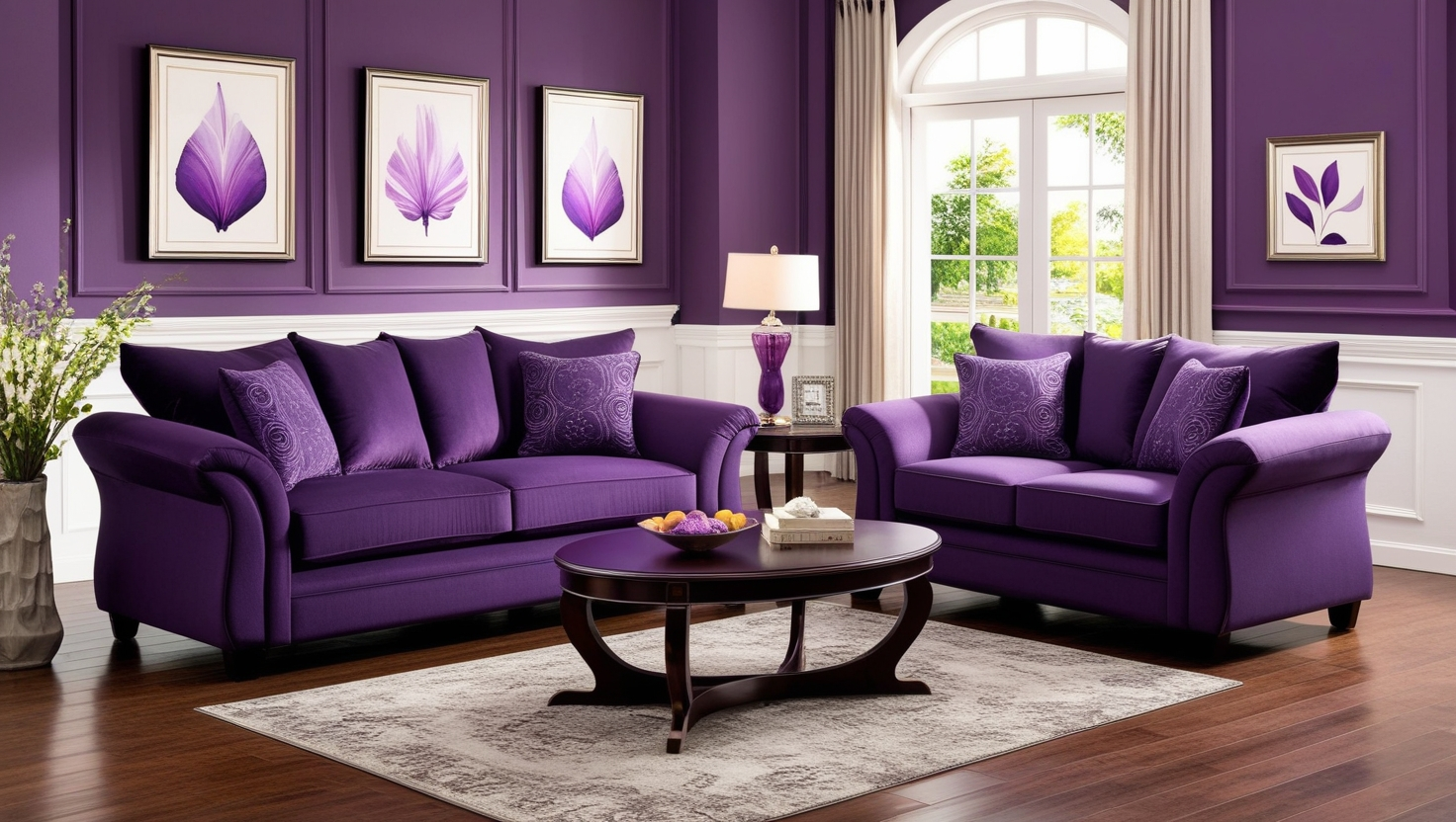  Surti Purple 2 Pc Living Room Set
