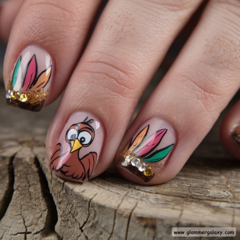 Thanksgiving Nail Designs having Turkey-Inspired Thanksgiving Nail Art
