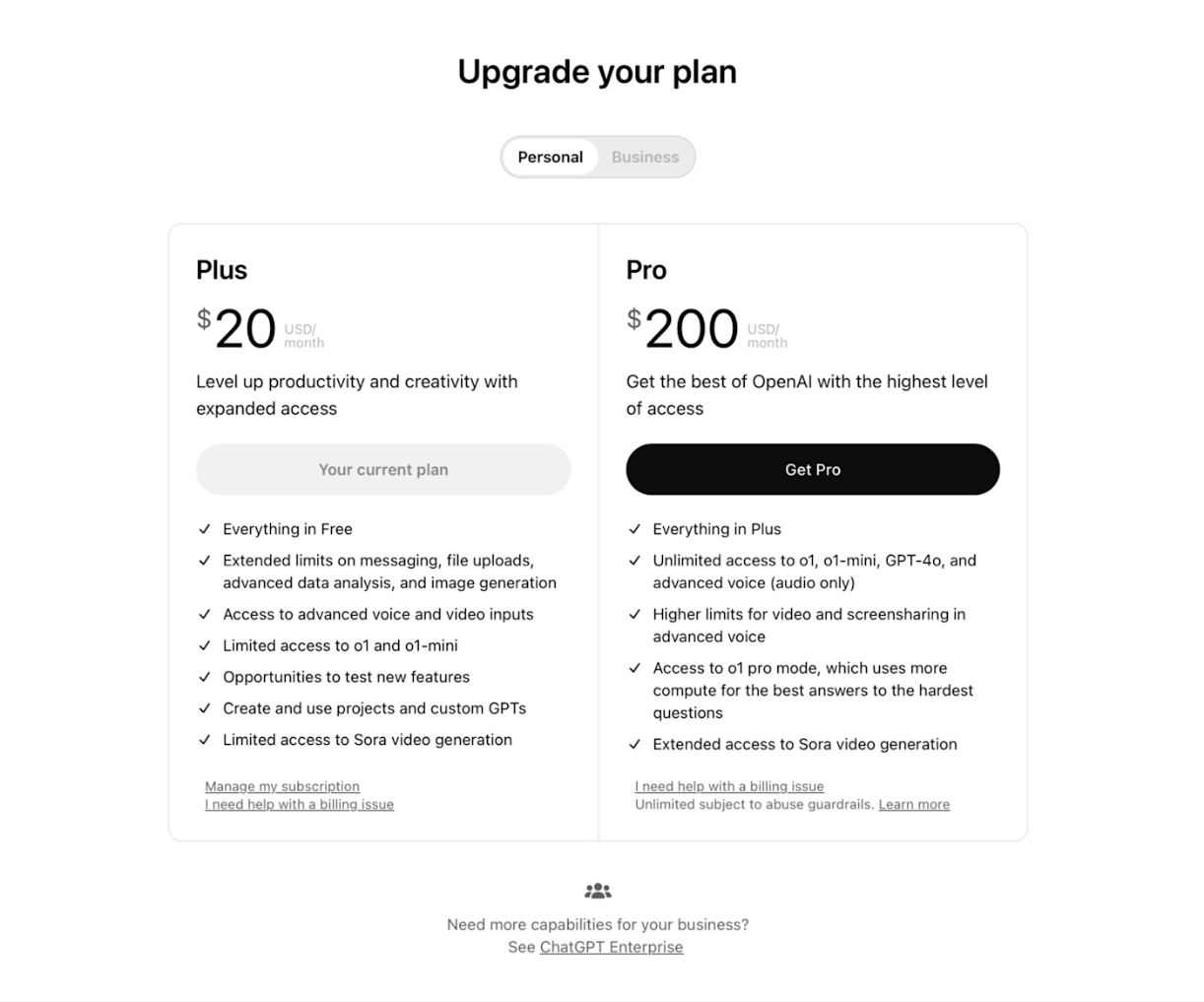 ChatGPT Pro Plan Details