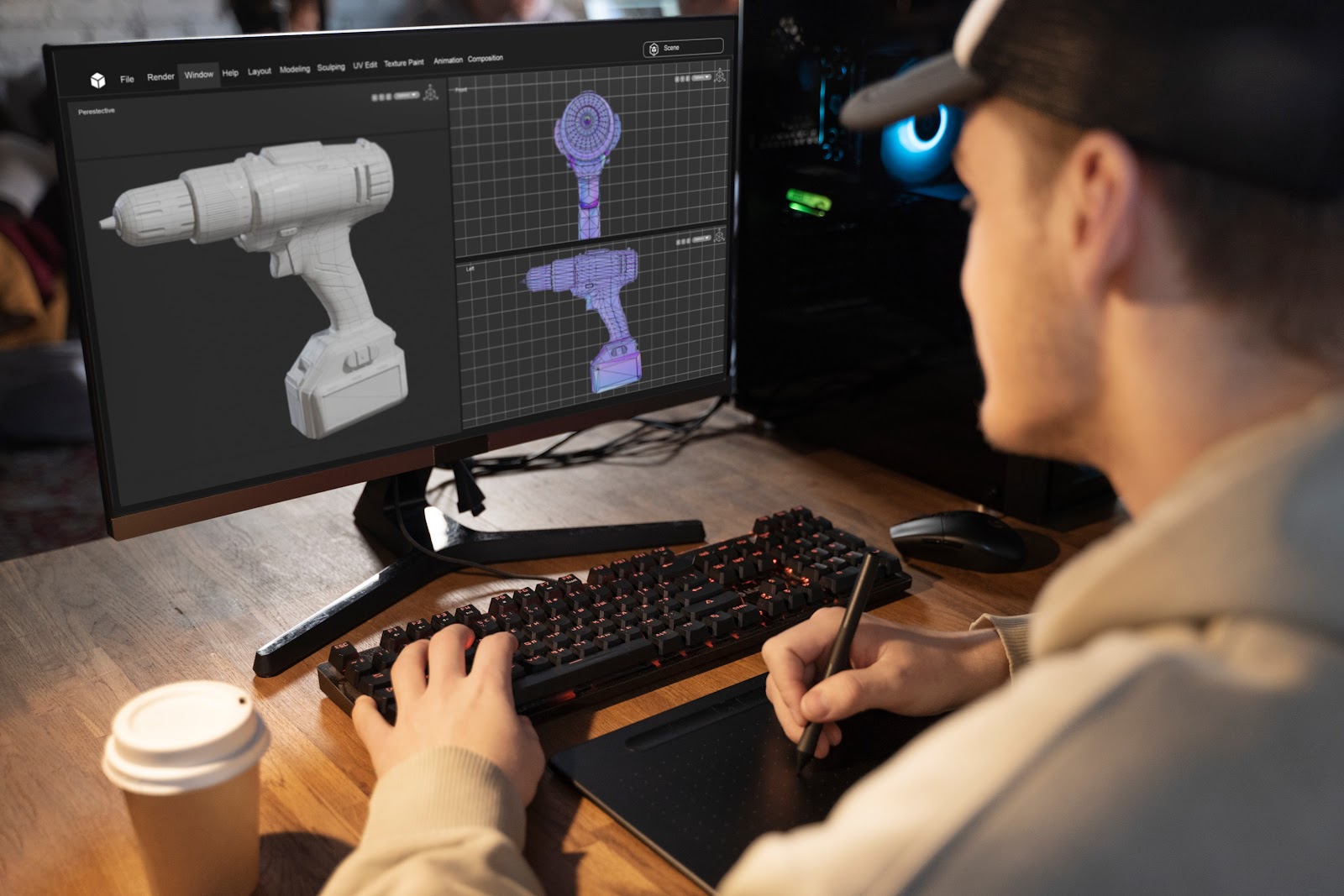 Technician using software to solve CAD problems
